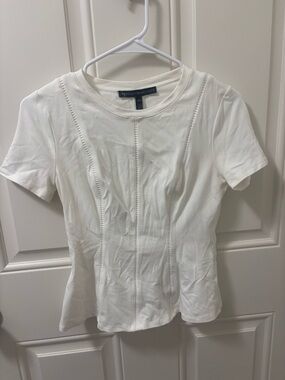 White House Black Market White Short Sleeve Crewneck Top